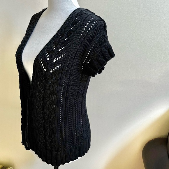 NWOT~American Eagle~Cropped Knit Sweater~Size L~Black~Cotton - Picture 3 of 9